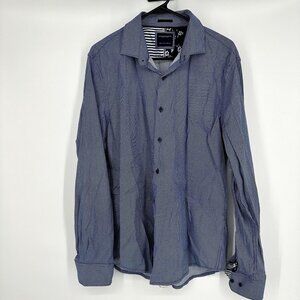 Denim & Flower Men's‎ Button Down shirt Size XL Blue Print